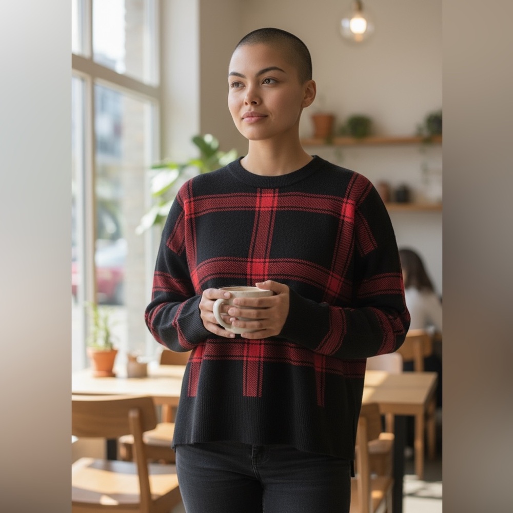 Banana Republic Women's Crewneck Sweater in Black and Red